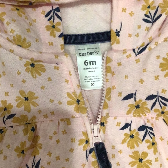 CARTER’S * Pink* Floral* Hoodie* Zip up* Onesie - Picture 2 of 2